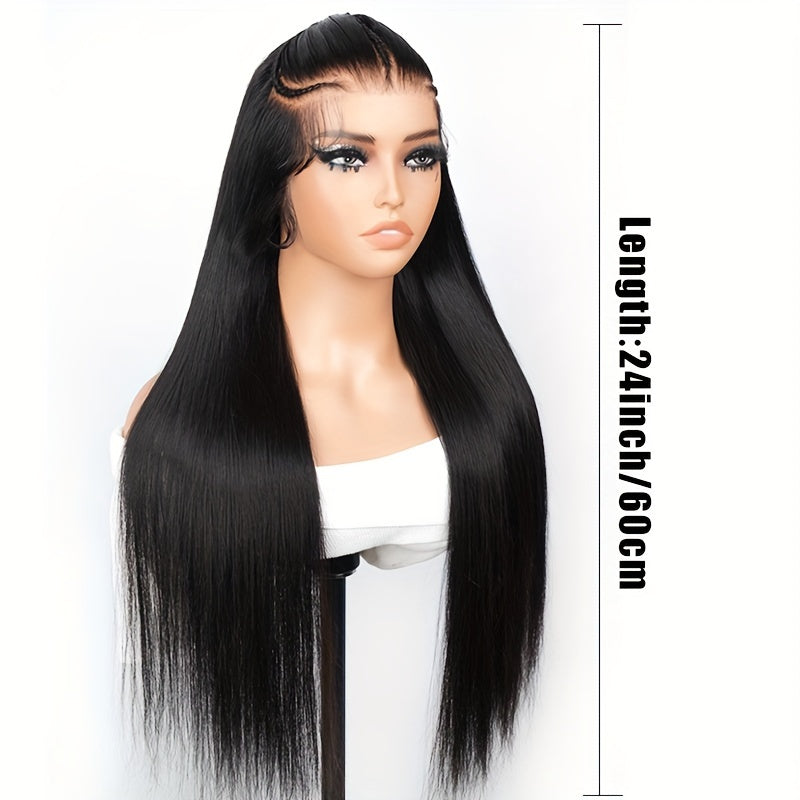 Hair Sophisticated Pre-Braided Wear & Go Wig – 13x4 HD Transparent Lace Front Human Hair Wig, Straight, Glueless, Pre-Cut, Pre-Styled, 180% Density