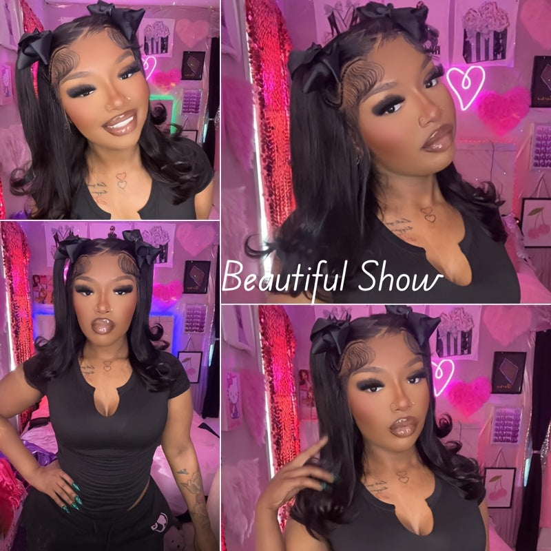 Alipearl Hair Glueless Styled Short BOB Wig Straight Pre-Styled 13x4 Ready To Go Lace Frontal Wig Put On And Go Human Hair Wigs Pre Bleached Pre Cut Pre Plucked 250% Density