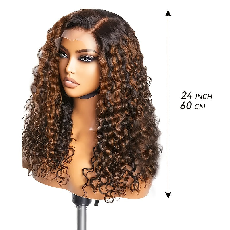 Highlight Lace Front Wig Human Hair 1B/30 Black And Brown Deep Wave Wigs Glueless Wigs Human Hair Pre Cut 13x4 HD Lace Frontal Wig Human Hair Pre Plucked with Baby Hair 200% Density human hair bundles