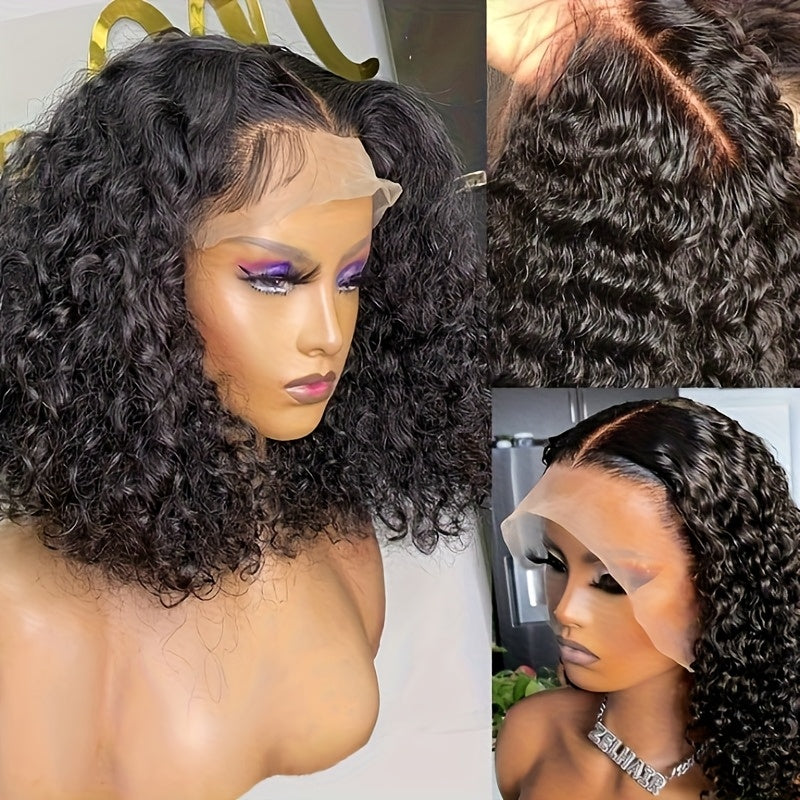 12-16 Inch Burgundy 99J Water Wave Bob Wig, 13x4 HD Human Hair, Pre-Plucked with Baby Hair, Ombre Highlight P4/27, Natural Looking Realistic Hairline, Versatile Styling Options, Elegant Wine Red Curly Style for Women, Hair Wi