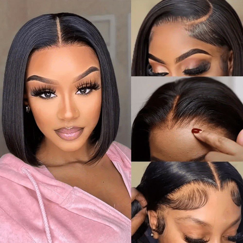 Hair Sophisticated 250% Density Bob Wig โ 13x4 HD Lace Front, Brazilian Remy Human Hair, Pre-Plucked with Baby Hair, Natural Black, Glueless & Invisible Lace Frontal Wig for Women