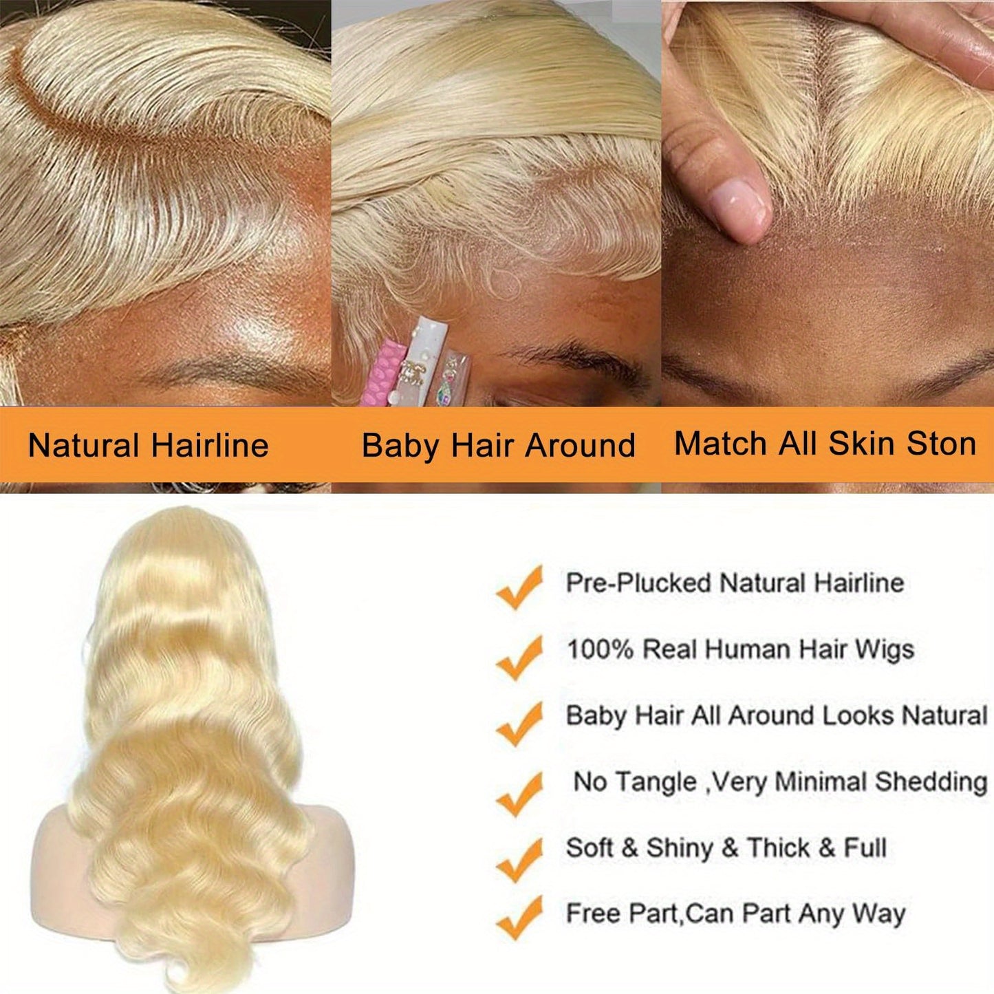 613 Lace Front Wig Human Hair 13x4 Body Wave Blonde Lace Frontal Wigs Human Hair Pre Plucked Glueless Wigs Human Hair 180 Density 30 Inch
