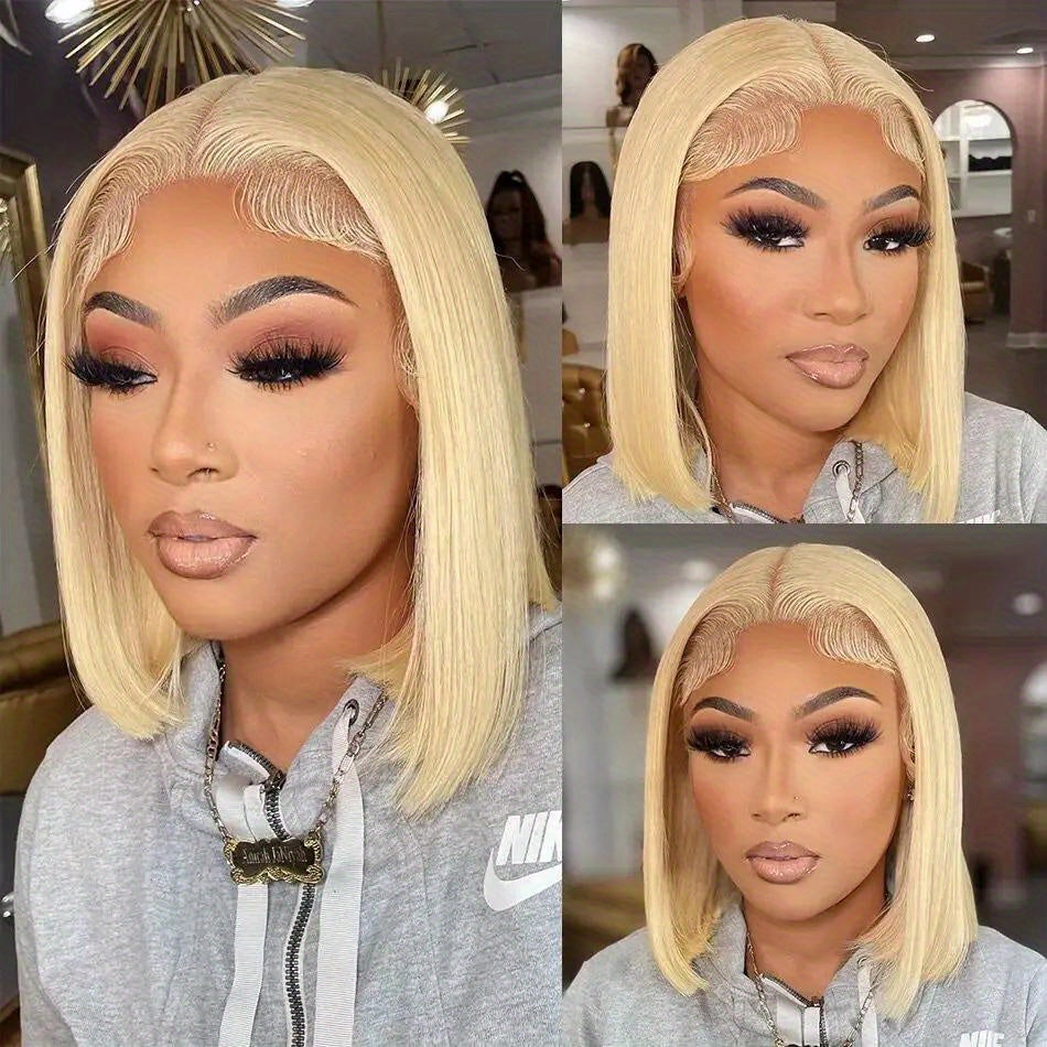 Hair Sophisticated Bone Straight 613 Blonde Bob Wig – 13x4 HD Lace Front Human Hair Wig, Pre-Plucked Short Cut, Closure Lace Frontal Wig