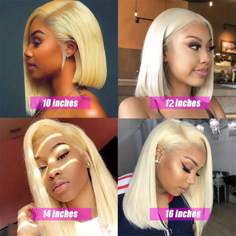 Hair Sophisticated Bone Straight 613 Blonde Bob Wig – 13x4 HD Lace Front Human Hair Wig, Pre-Plucked Short Cut, Closure Lace Frontal Wig