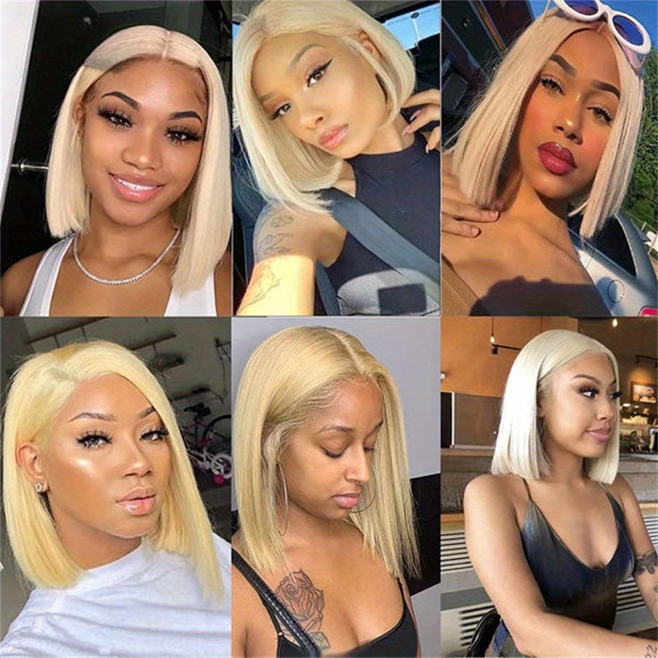 Hair Sophisticated Bone Straight 613 Blonde Bob Wig – 13x4 HD Lace Front Human Hair Wig, Pre-Plucked Short Cut, Closure Lace Frontal Wig