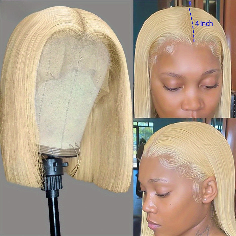 Hair Sophisticated Bone Straight 613 Blonde Bob Wig – 13x4 HD Lace Front Human Hair Wig, Pre-Plucked Short Cut, Closure Lace Frontal Wig