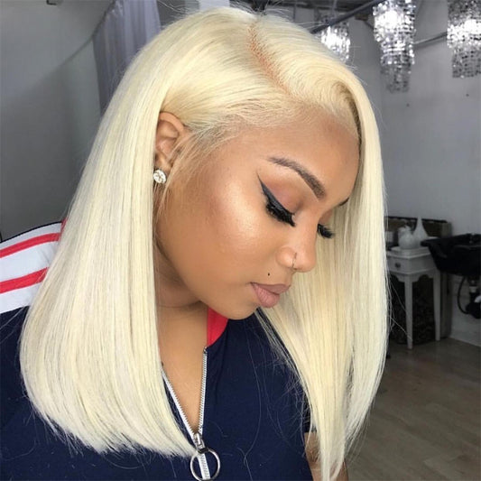 Hair Sophisticated Bone Straight 613 Blonde Bob Wig – 13x4 HD Lace Front Human Hair Wig, Pre-Plucked Short Cut, Closure Lace Frontal Wig