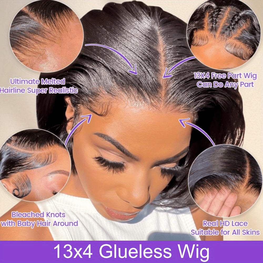Hair Sophisticated 250% Density Bob Wig โ 13x4 HD Lace Front, Brazilian Remy Human Hair, Pre-Plucked with Baby Hair, Natural Black, Glueless & Invisible Lace Frontal Wig for Women
