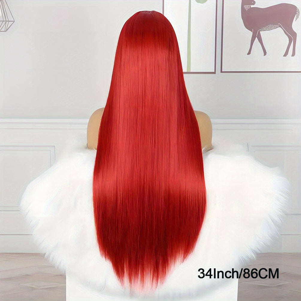 Hair Sophisticated Red Lace Front Wig – 13x4 HD Transparent Straight Human Hair Wig, 200% Density, Glueless, Pre-Plucked with Baby Hair, Bold & Elegant Look for Women