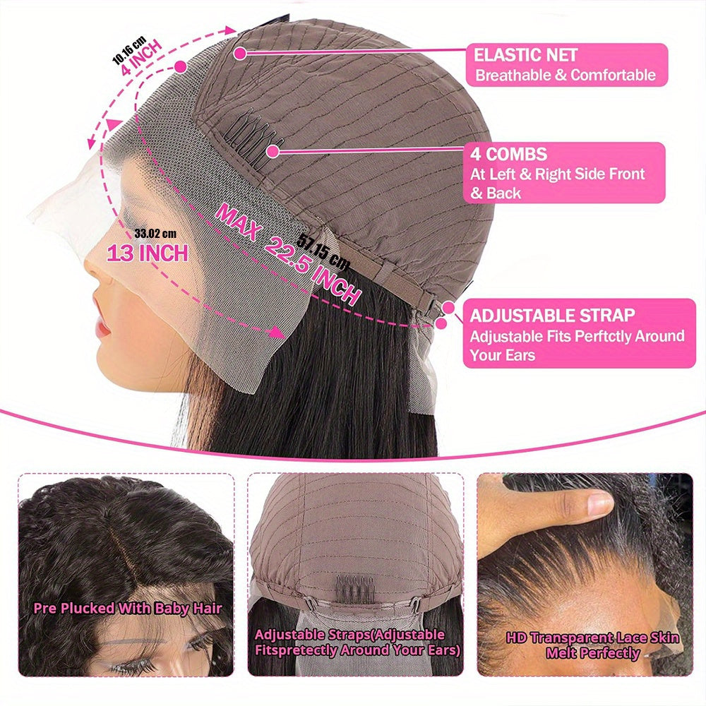 MS. MERRY 240% Density Brazilian Virgin Human Hair Jerry Curly Lace Front Wigs Transparent HD 13x4 Lace Frontal Wigs Deep Wave 100% Real Human Hair Wigs Remy With Baby Hair Natural Color for Halloween Christmas Festival