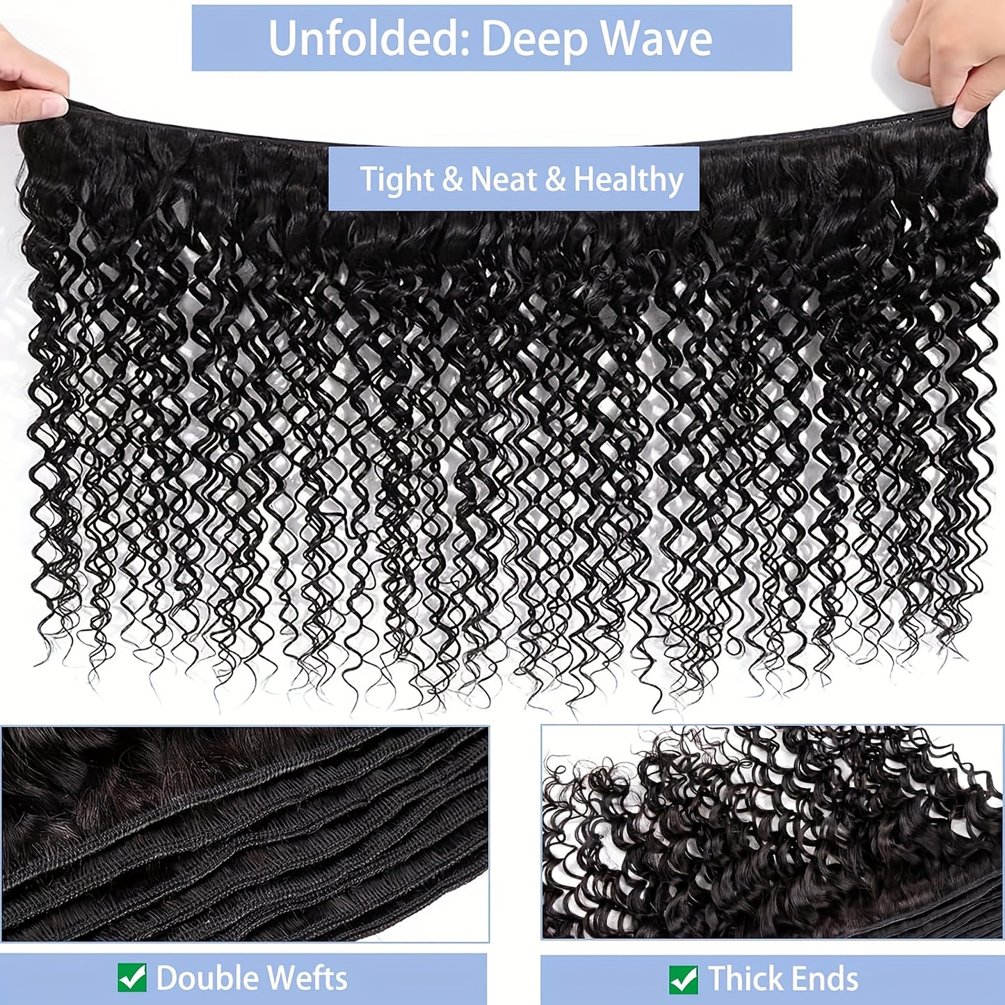 Hair Sophisticated™ – Ocean Wave Bundle Set 4 Bundles Deep Wave Virgin Brazilian Human Hair | 12A Grade | Wet & Wavy Perfection