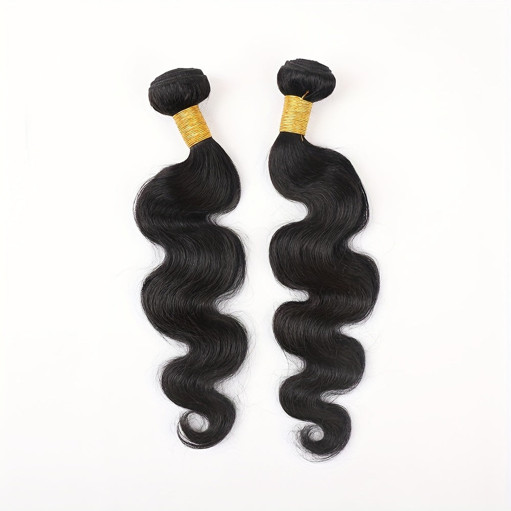 15A Grade 100% Unprocessed Brazilian Virgin Hair Body Wave Human Hair Bundles - 2pieces Full And Thick Natural Black Salon Quality Raw Hair Extensions For Women
