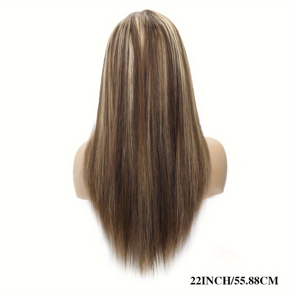 Hair Sophisticated P4/27 Highlight Straight Wig โ 13x4 HD Transparent Lace Front, Brazilian Human Hair, 180% Density, Pre-Plucked Natural Hairline