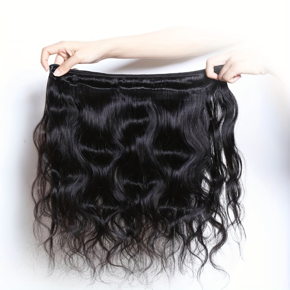 15A Grade 100% Unprocessed Brazilian Virgin Hair Body Wave Human Hair Bundles - 2pieces Full And Thick Natural Black Salon Quality Raw Hair Extensions For Women