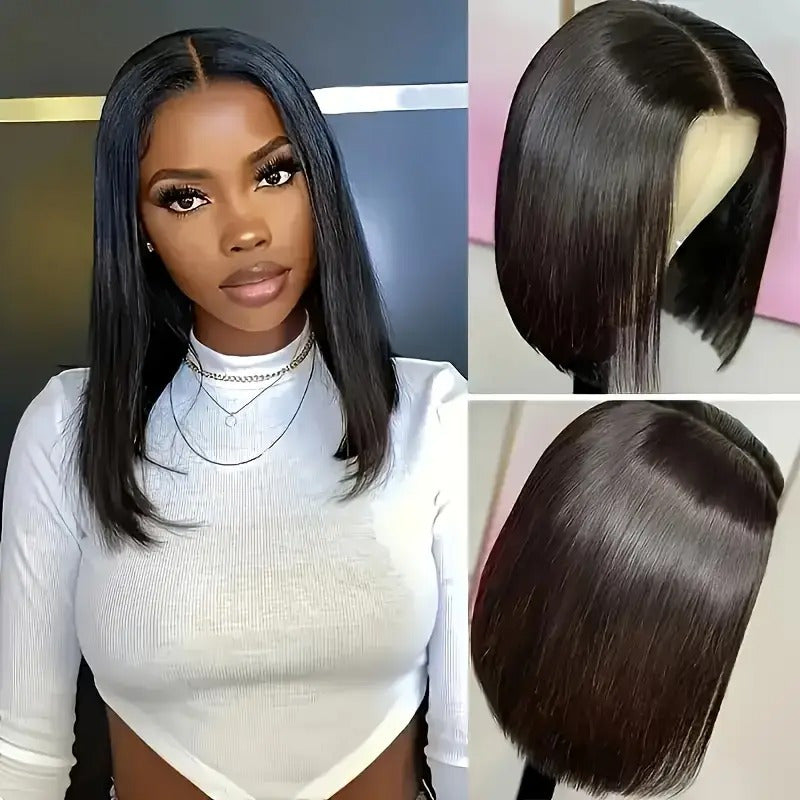 Hair Sophisticated Elegant Straight Bob Wig – 13x4 HD Transparent Lace Front, Glueless Brazilian Human Hair, 200% Density, Pre-Plucked Short Wig with Baby Hair