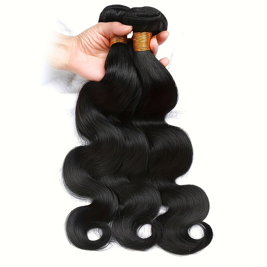 15A Grade 100% Unprocessed Brazilian Virgin Hair Body Wave Human Hair Bundles - 2pieces Full And Thick Natural Black Salon Quality Raw Hair Extensions For Women