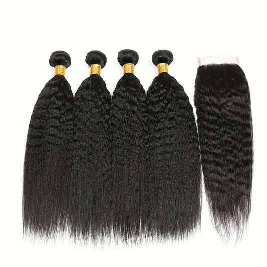 Hair Sophisticated™ – Yaki Luxe 4-Bundle Set with 4x4 Closure
