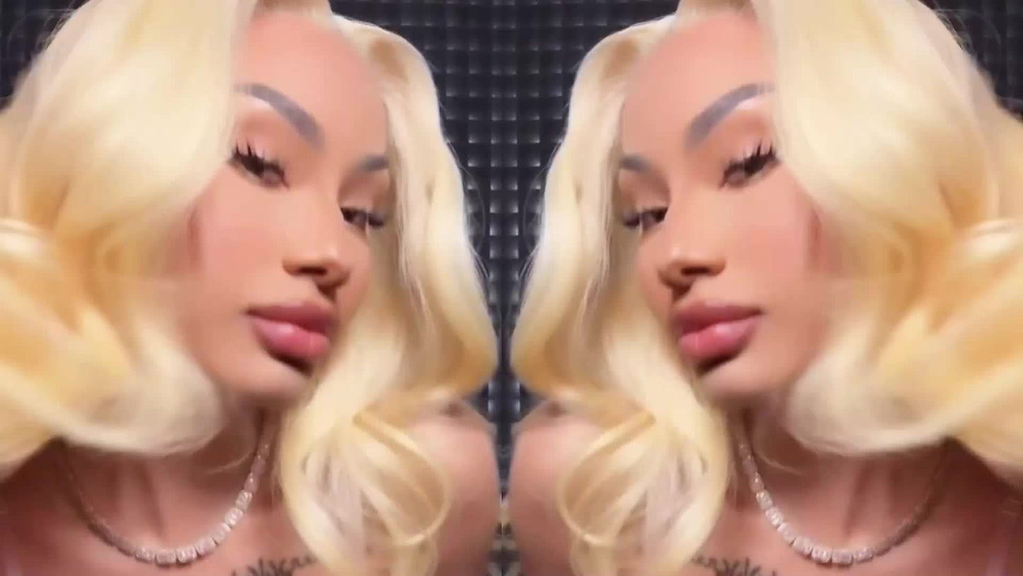 Hair Sophisticated 613 Blonde Body Wave Lace Front Wig – 13x4 HD Transparent Indian Virgin Human Hair, 180% Density, Pre-Plucked Lace Wig for Women