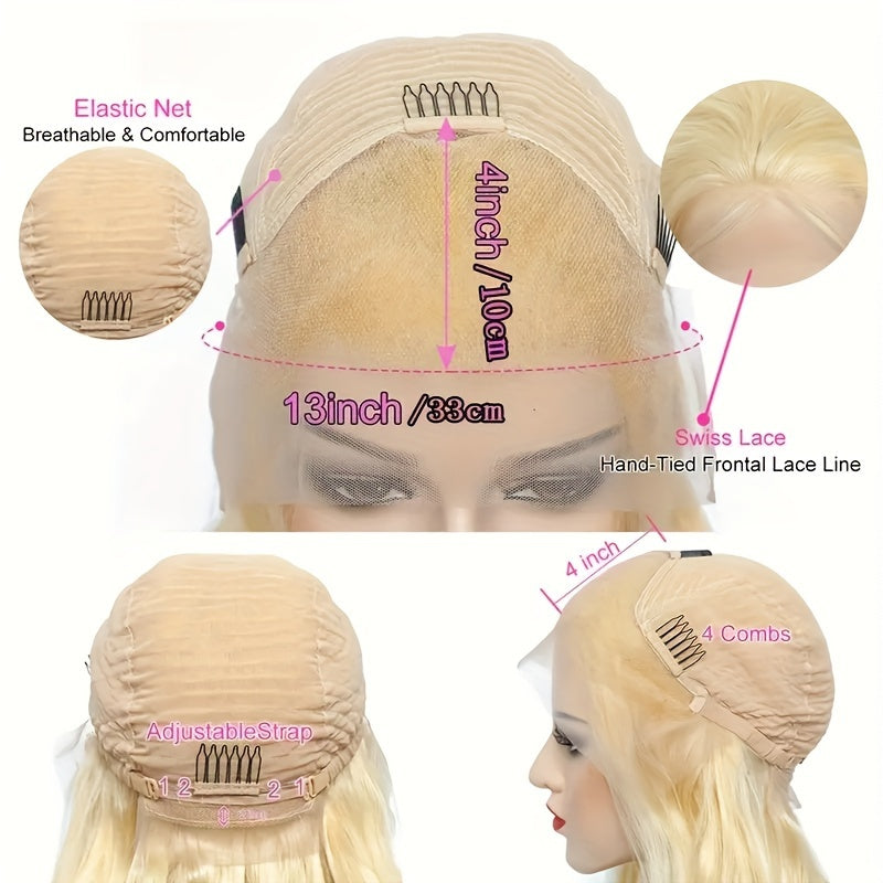 Hair Sophisticated 613 Blonde Deep Wave Lace Front Wig – 13x4 HD Transparent Human Hair Wig, Pre-Plucked with Baby Hair, 180% Density, 20-24 Inches, Natural Look for Women