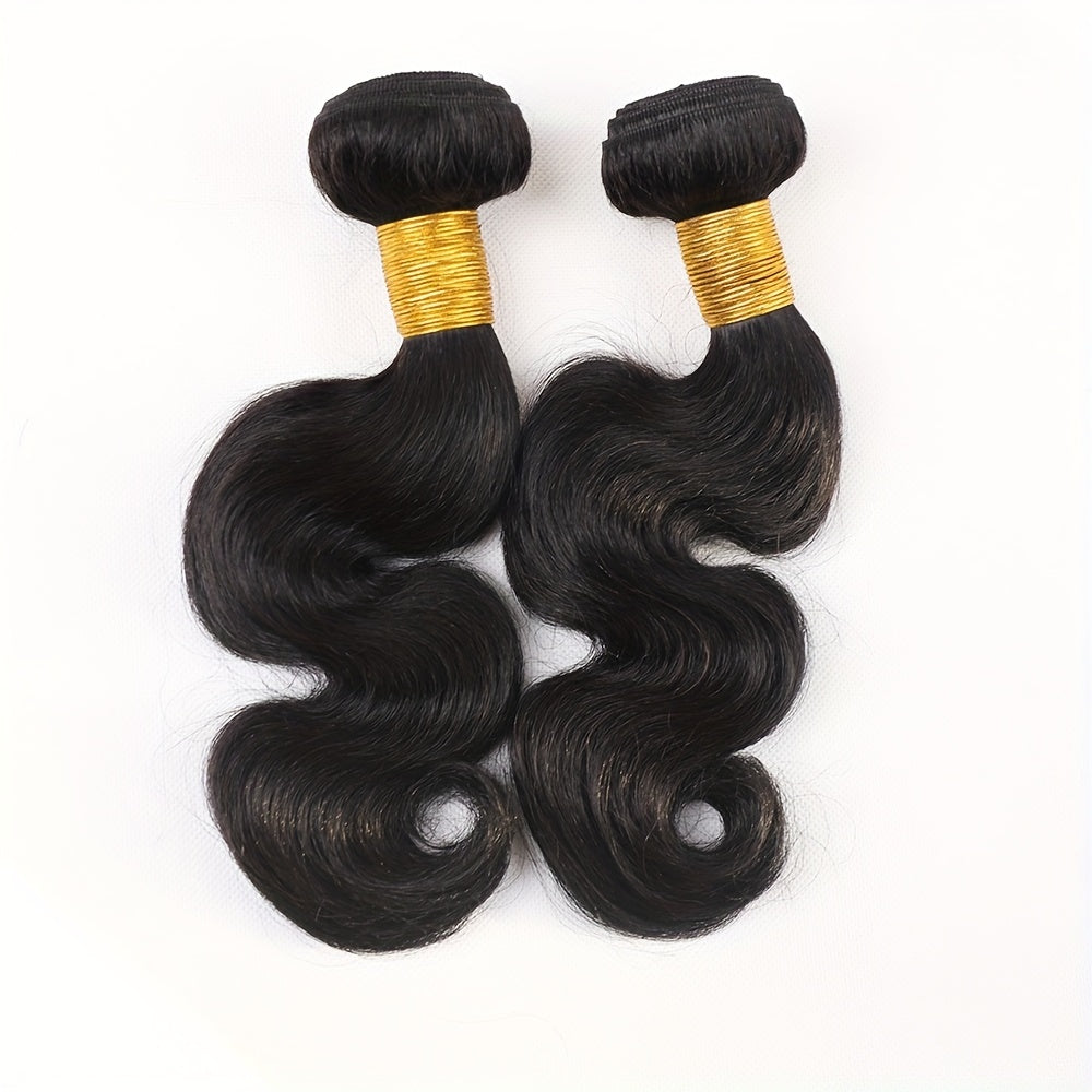15A Grade 100% Unprocessed Brazilian Virgin Hair Body Wave Human Hair Bundles - 2pieces Full And Thick Natural Black Salon Quality Raw Hair Extensions For Women