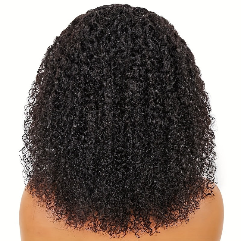 Alipearl Hair 13x4 Lace Front Braided Wig - Half-Cornrows Half-Deep Curly Human Hair, 180% Density, Natural Black with Twisted Braiding Design, Elegant Style for Women