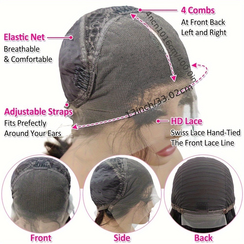 Hair Sophisticated Natural Straight Wig – 13x4 HD Lace Front Human Hair Wig, 200% Density, Bye Bye Knots, Pre-Plucked & Pre-Cut Glueless Wig for Black Women