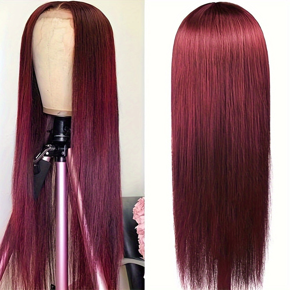 Hair Sophisticated 99J Burgundy Lace Front Wig – 13x4 HD Transparent Lace, 200% Density, Pre-Plucked with Baby Hair, Glueless Human Hair Wig, Available in 22-34 Inches