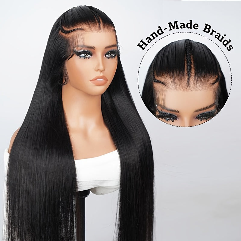 Hair Sophisticated Pre-Braided Wear & Go Wig – 13x4 HD Transparent Lace Front Human Hair Wig, Straight, Glueless, Pre-Cut, Pre-Styled, 180% Density