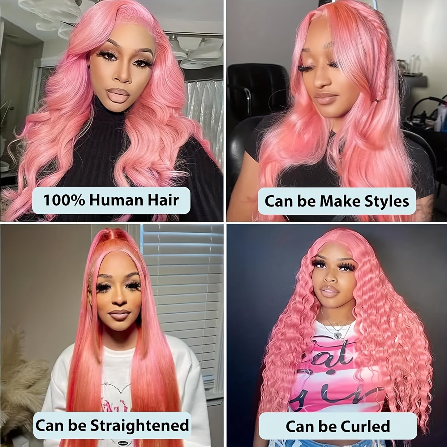 Hair Sophisticated Pink Body Wave Lace Front Wig – 13x4 HD Transparent Lace, 100% Human Hair, Pre-Plucked Hairline, Glueless, 180% Density for Women