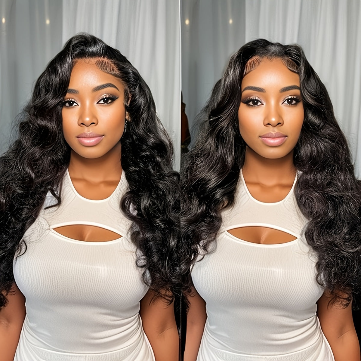 Hair Sophisticated 40" Body Wave Transparent Lace Front Wig – 13x4 HD Lace, Remy Brazilian Human Hair, 200% Density, Pre-Plucked, Glueless, Natural Black Color, Long Body Wave Wig for Women