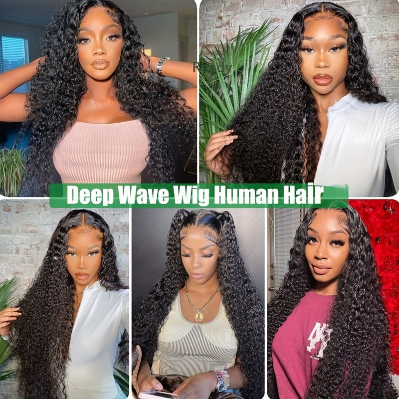 200% Density Water Wave Human Hair Wig - Glueless, Pre-Plucked, Pre-Cut 13x4 HD Lace Closure, Easy to Put On for Women