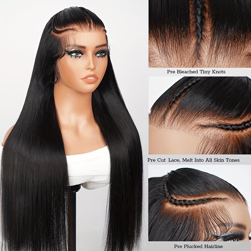 Hair Sophisticated Pre-Braided Wear & Go Wig – 13x4 HD Transparent Lace Front Human Hair Wig, Straight, Glueless, Pre-Cut, Pre-Styled, 180% Density