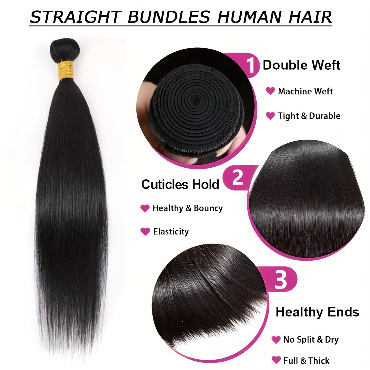 Hair Sophisticated™ – Sleek Crown Set Brazilian Straight Bundles + 13x4 HD Lace Frontal | 100% Virgin Hair | Unprocessed