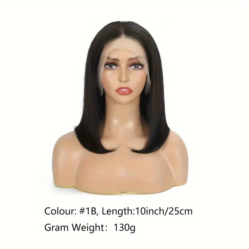 Hair Sophisticated Elegant Straight Bob Wig – 13x4 HD Transparent Lace Front, Glueless Brazilian Human Hair, 200% Density, Pre-Plucked Short Wig with Baby Hair
