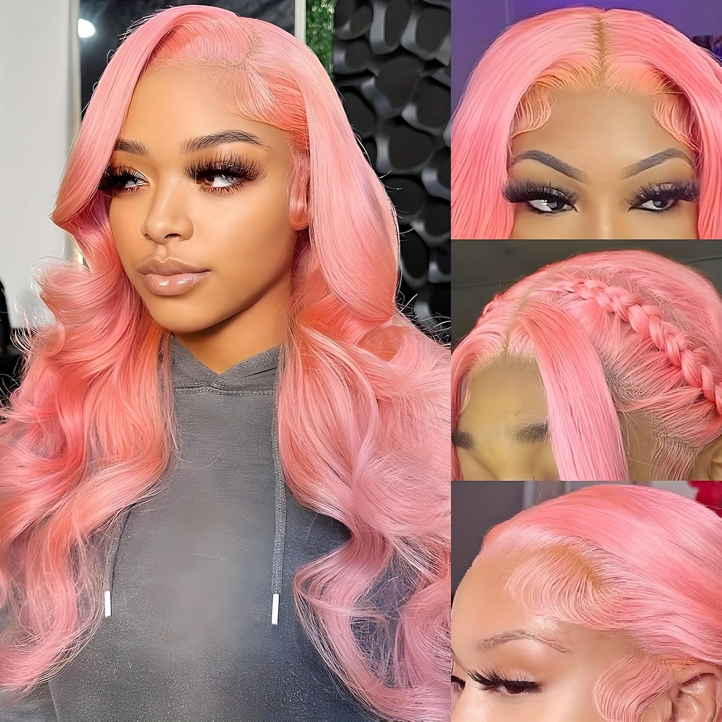 Hair Sophisticated Pink Body Wave Lace Front Wig – 13x4 HD Transparent Lace, 100% Human Hair, Pre-Plucked Hairline, Glueless, 180% Density for Women