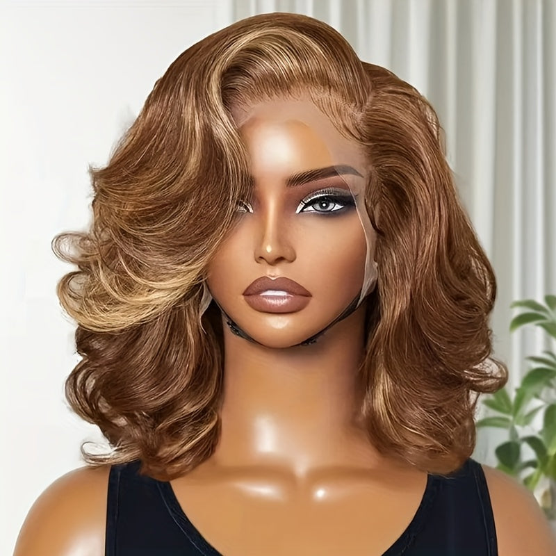 Hair Sophisticated Blonde Highlighted Body Wave Bob Wig ā 13x4 HD Lace Front, 250% Density Human Hair Wig for Women, Pre-Plucked with Baby Hair, Bleached Knots, Natural Hairline | Spring New Arrival