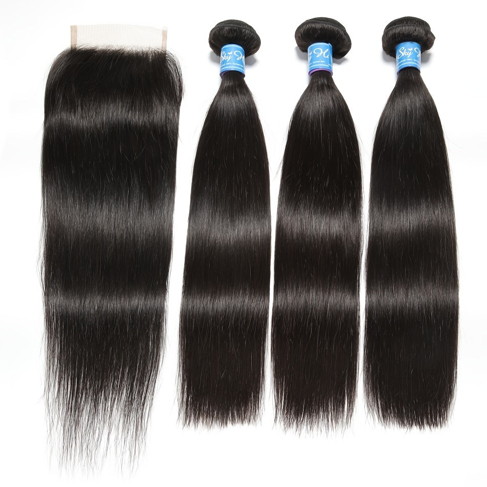 Hair Sophisticated™ – Sleek Luxe 3-Bundle Set with 5x5 Lace Closure