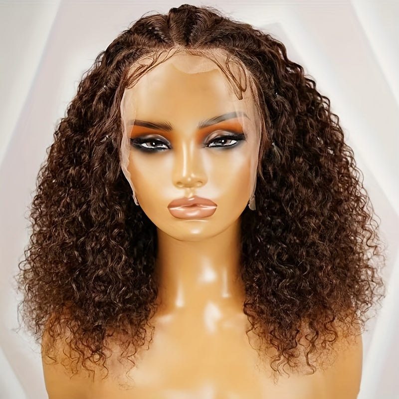 Alipearl Hair 13x4 Lace Front Braided Wig - Half-Cornrows Half-Deep Curly Human Hair, 180% Density, Natural Black with Twisted Braiding Design, Elegant Style for Women