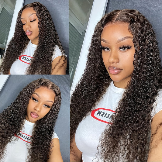 180% Density Deep Wave Lace Front Wig - 4x4 Transparent Closure, Human Hair, Natural Black Color, Wet and Wavy Look with Baby Hair for Women, Versatile Hair Wig | Voluminous Hairstyle | Full Luxurious Wig