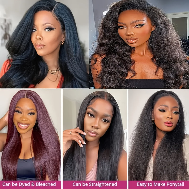Hair Sophisticated Yaki Straight Glueless Lace Front Wig – 13x4 HD Lace, 200% Density Human Hair Wig for Women, Pre-Plucked & Ready-to-Wear, Beginner-Friendly Natural Look