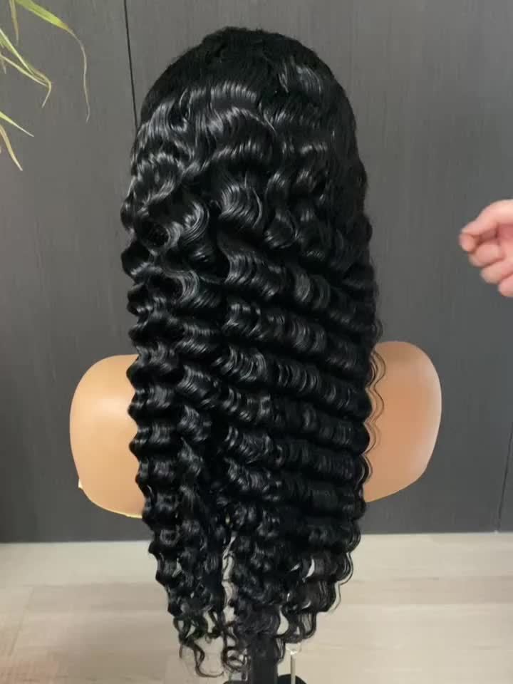 200% Density Water Wave Human Hair Wig - Glueless, Pre-Plucked, Pre-Cut 13x4 HD Lace Closure, Easy to Put On for Women
