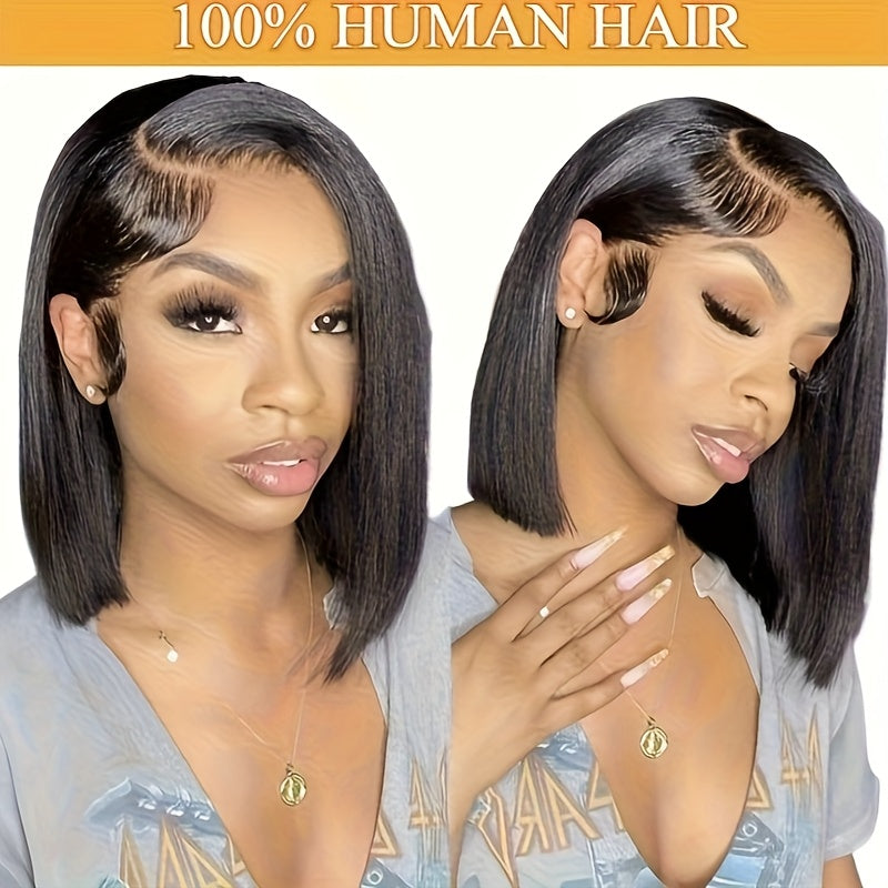 Hair Sophisticated Elegant Straight Bob Wig – 13x4 HD Transparent Lace Front, Glueless Brazilian Human Hair, 200% Density, Pre-Plucked Short Wig with Baby Hair