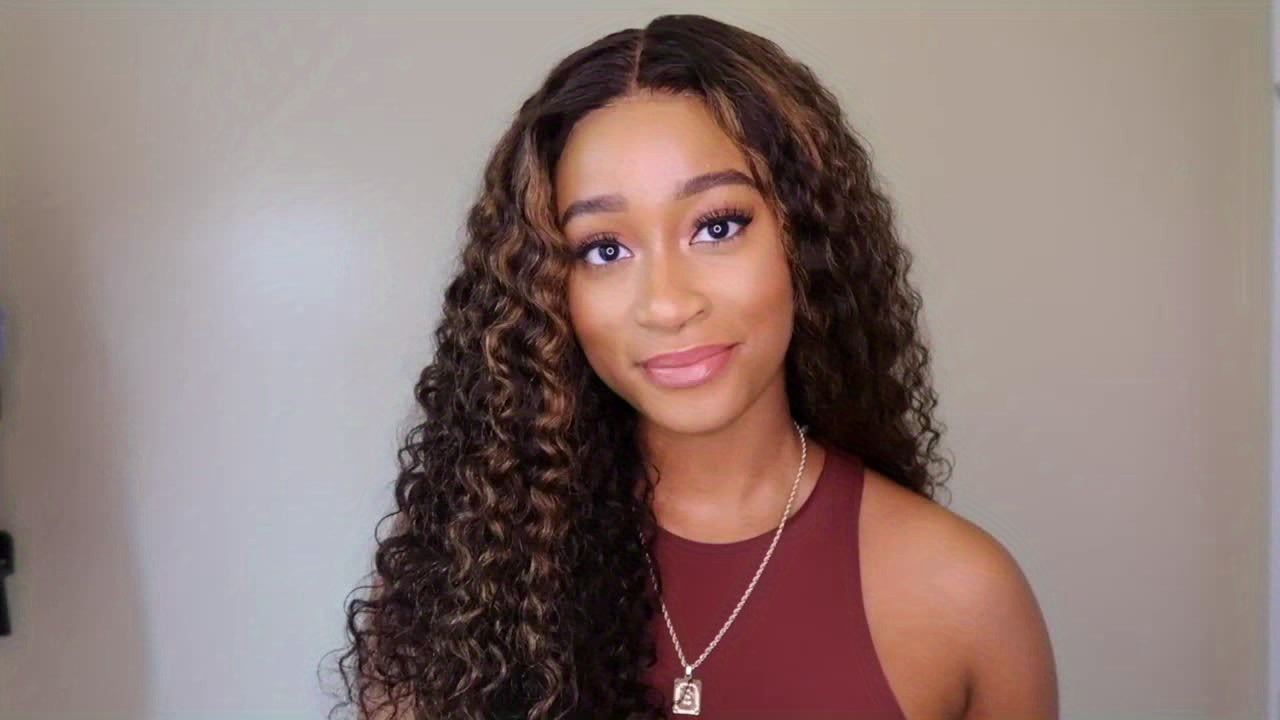 Highlight Lace Front Wig Human Hair 1B/30 Black And Brown Deep Wave Wigs Glueless Wigs Human Hair Pre Cut 13x4 HD Lace Frontal Wig Human Hair Pre Plucked with Baby Hair 200% Density human hair bundles