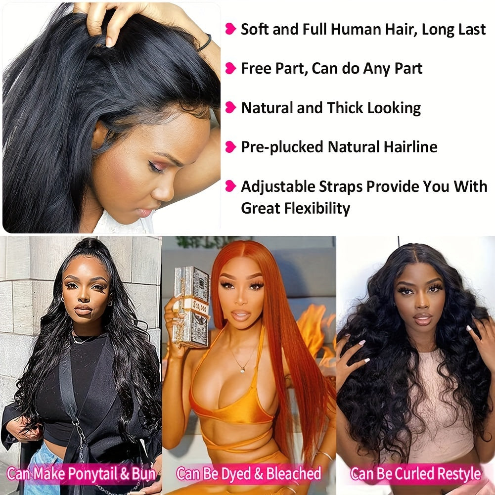 Hair Sophisticated Natural Straight Wig – 13x4 HD Lace Front Human Hair Wig, 200% Density, Bye Bye Knots, Pre-Plucked & Pre-Cut Glueless Wig for Black Women