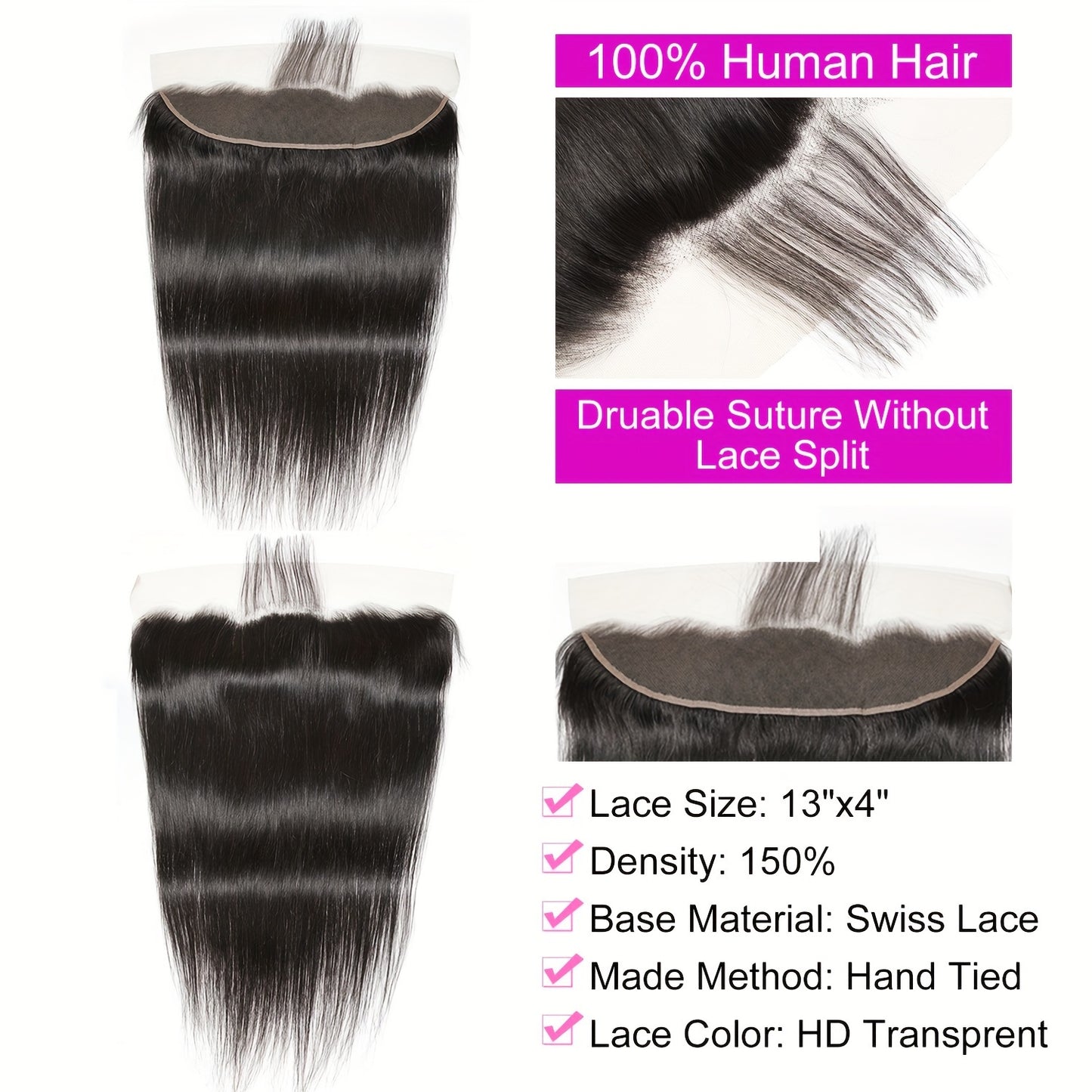 Hair Sophisticated™ – Sleek Crown Set Brazilian Straight Bundles + 13x4 HD Lace Frontal | 100% Virgin Hair | Unprocessed