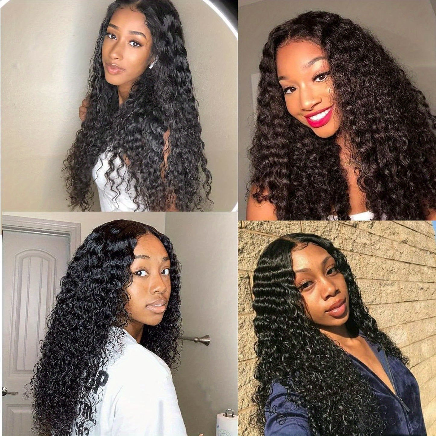 16 Inch Brazilian Virgin Human Hair Lace Front Wig - Deep Wave 4x4 Lace Closure, 180% Density, Pre-Plucked Baby Hair, Natural Black, HD Transparent Lace for Women, Soft & Healthy, Tangle-Free, Minimal Shedding, Adjustable Str