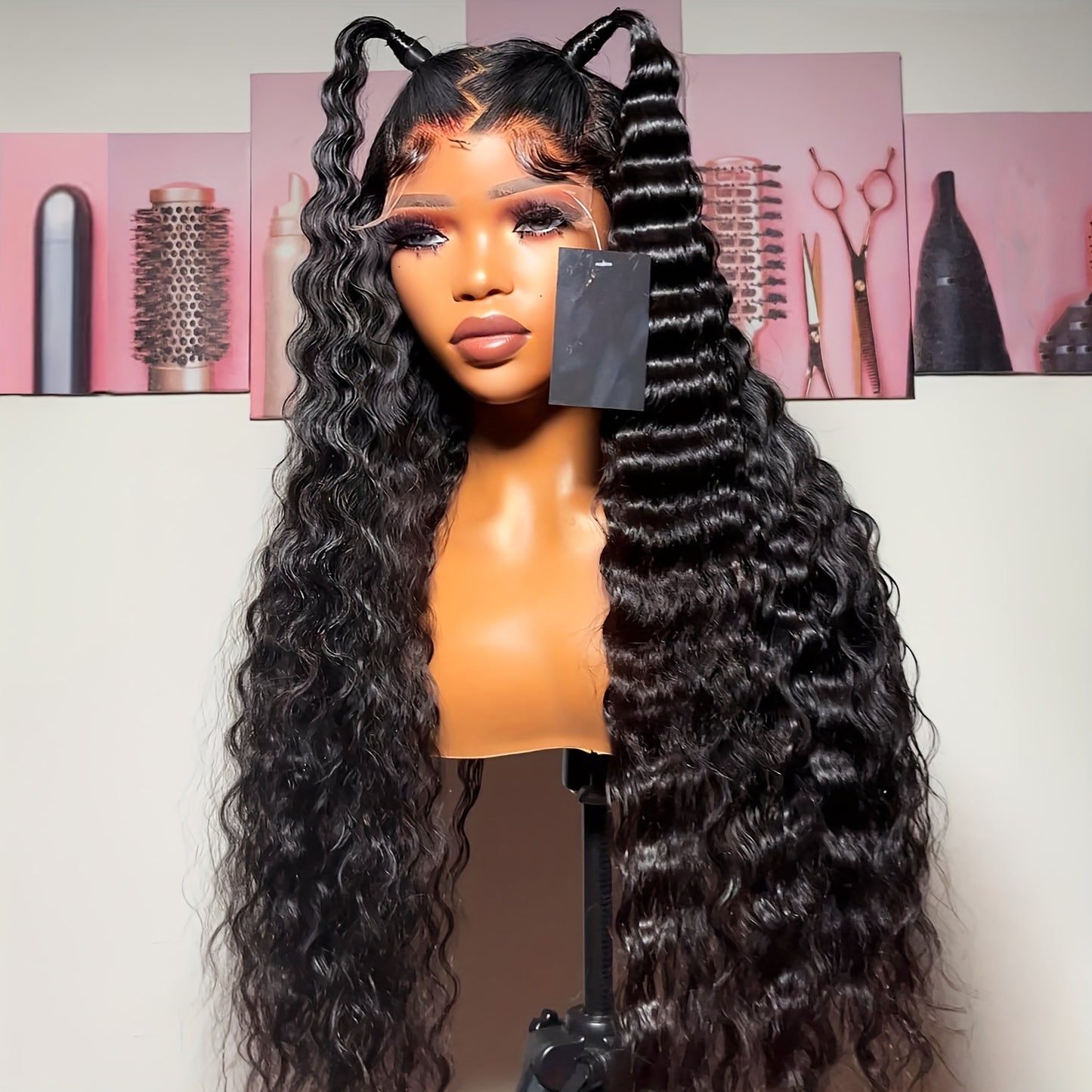 200% Density Bye Bye Knots13x4 Deep Wave Lace Front Wigs 13*4 HD Transparent Deep Wave Hair Glueless Curly Wigs For Women (26/32inch) 13x4 Curly Wave With Full Edges Baby Hair Black Long Water Wave Pre Plucked Lace Front Wig