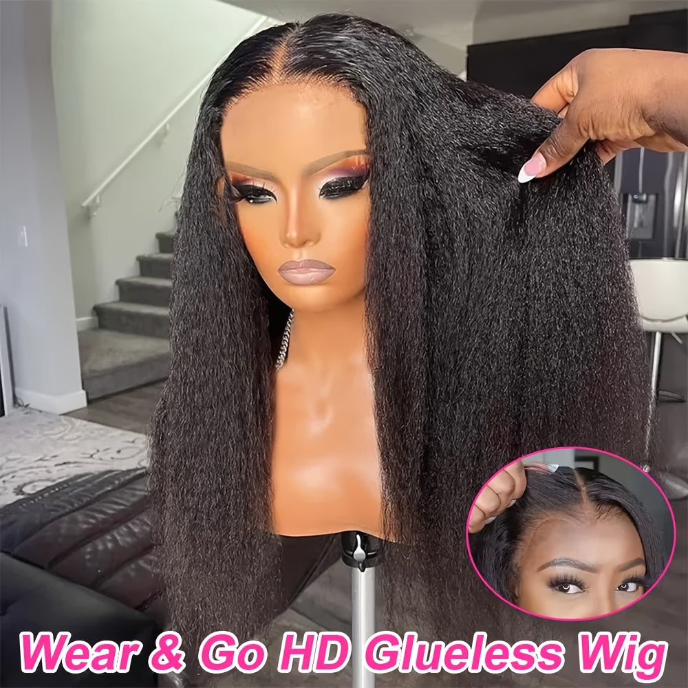 Hair Sophisticated Yaki Straight Glueless Lace Front Wig – 13x4 HD Lace, 200% Density Human Hair Wig for Women, Pre-Plucked & Ready-to-Wear, Beginner-Friendly Natural Look