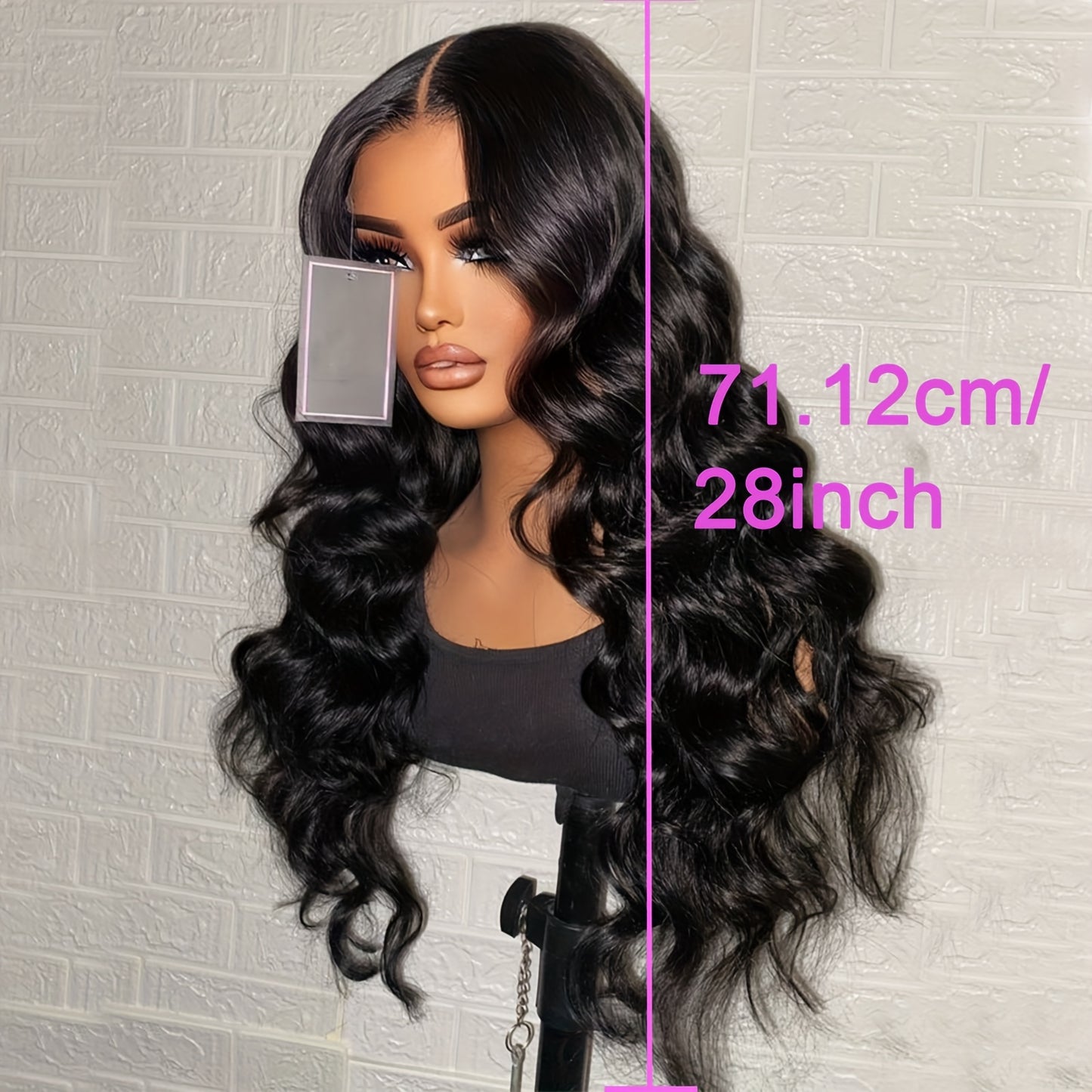 28 Inch 13x4 HD Lace Frontal Wigs Long Body Wave Black Wigs Synthetic Heat Resistant Fiber Hair Wig Premium Natural Black Loose Wave 13*4 Hairpiece Wigs for Women with HD Transparent Lace Glueless Lace Loose Wavy Wig 200% Den