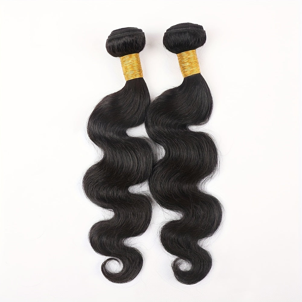 15A Grade 100% Unprocessed Brazilian Virgin Hair Body Wave Human Hair Bundles - 2pieces Full And Thick Natural Black Salon Quality Raw Hair Extensions For Women